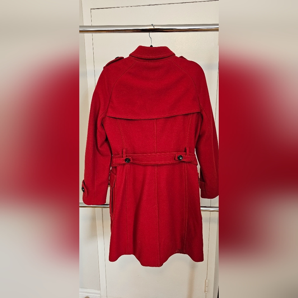 BANANA REPUBLIC Red Long Wool Coat - Picture 2 of 12